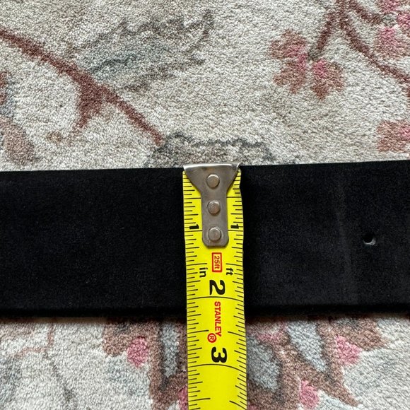 CHANEL Black Suede Pearls Logo Chain Belt 80 32 L@@K! *MINT* - Picture 7 of 14